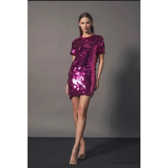 Endless Rose Circle Sequins Dress in Fuchsia Pink Size Small - Picture 2 of 14